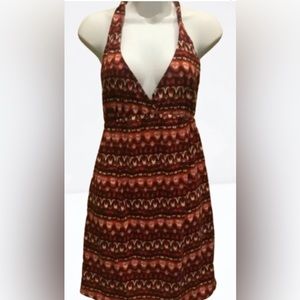 Halter Boho Dress Orange Brown Size Medium